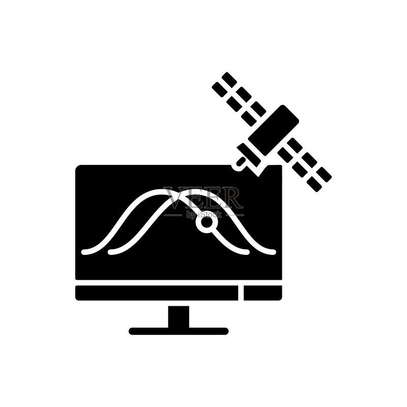 卫星跟踪黑色字形图标图标素材