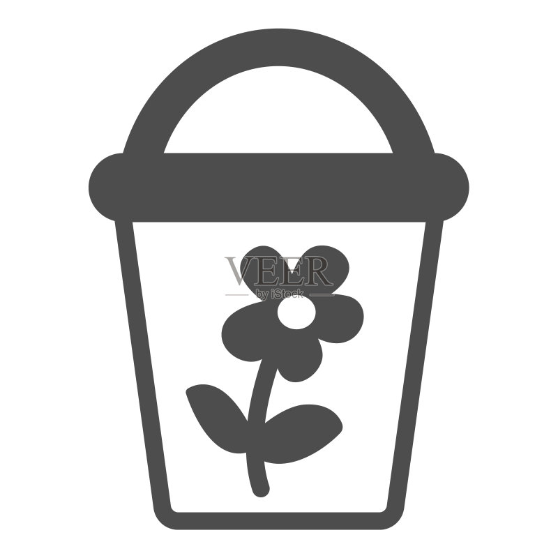 园艺用花桶图标:儿童玩具桶矢量图图标素材