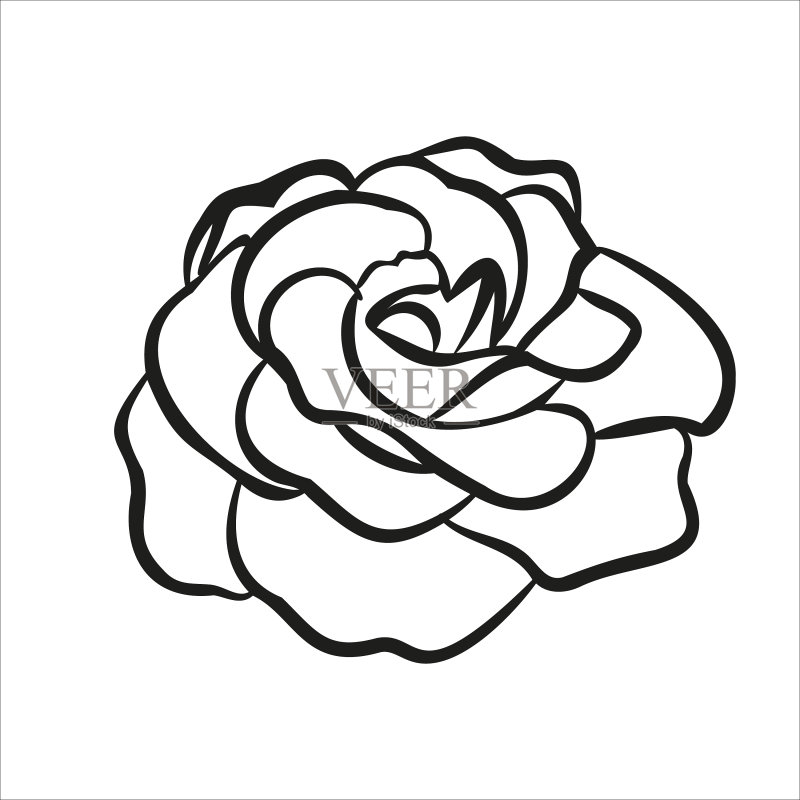 手绘玫瑰花logo插画图标素材