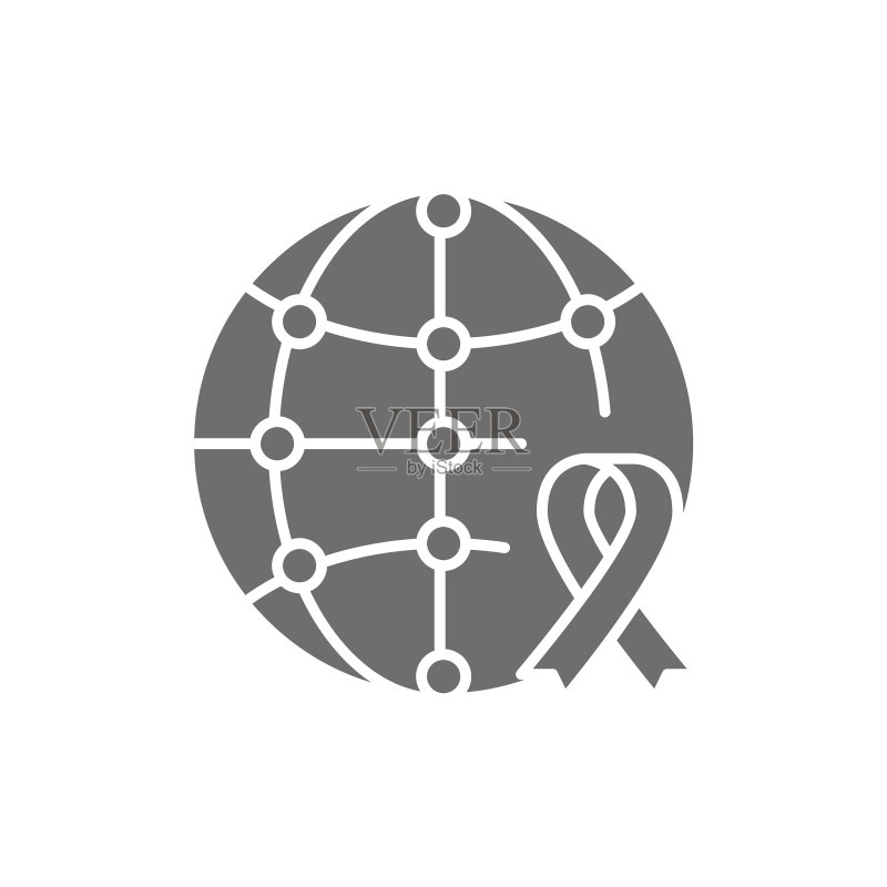 世界慈善日带有意识丝带的地球仪图标素材
