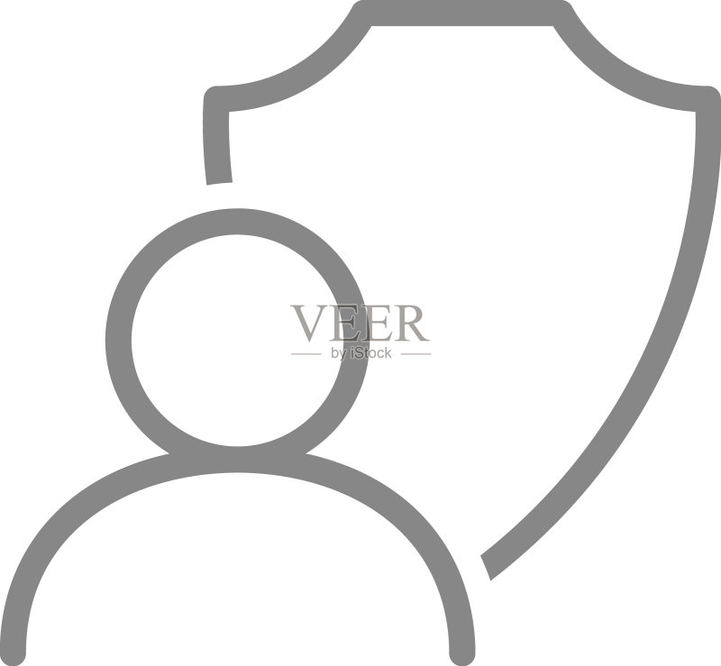 防护盾牌和用户线性图标图标素材
