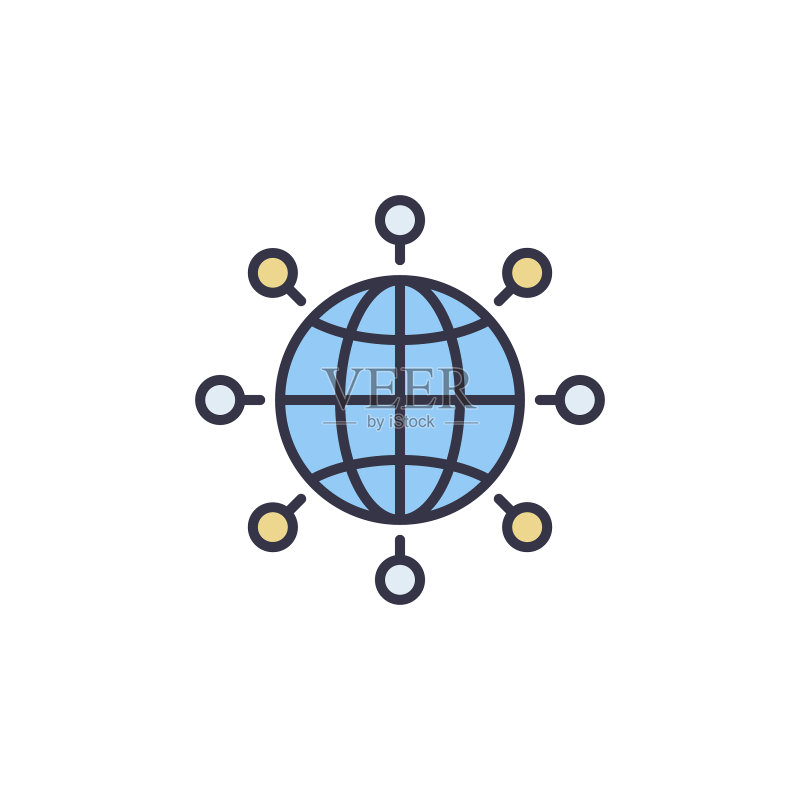 带有圆形概念的彩色科学地球图标素材