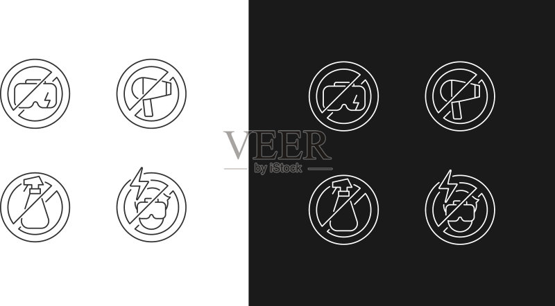 VR头戴设备保养线性说明标签图标图标素材