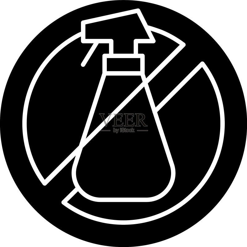 请勿使用清洁剂黑色标志手册图标素材