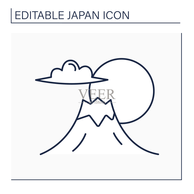 富士山线条图标图标素材