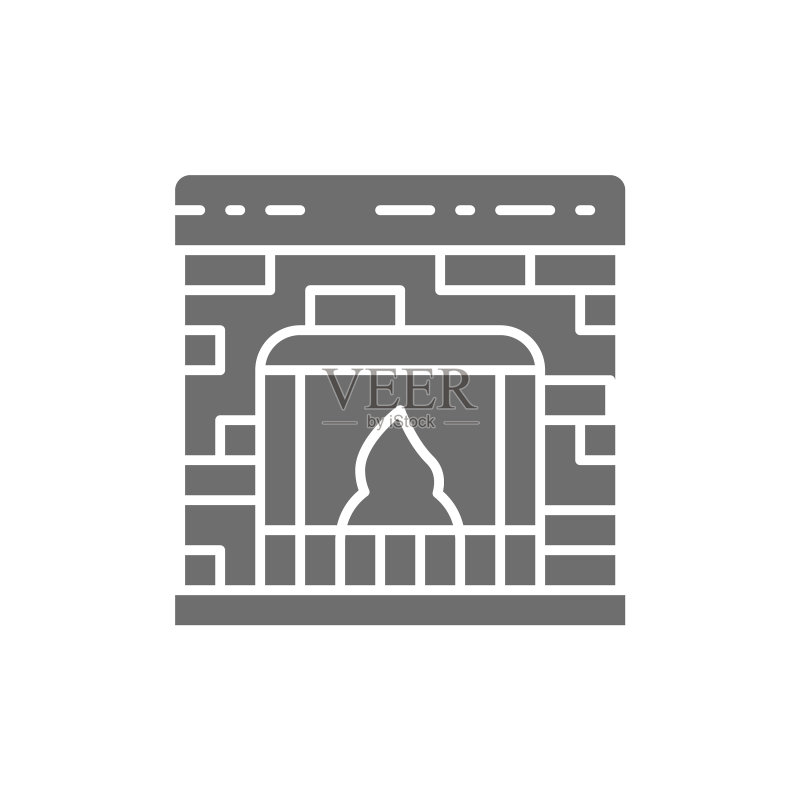 白色背景上的灰色壁炉图标图标素材