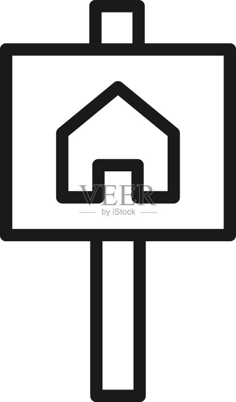 广告牌上的房子线条图标图标素材