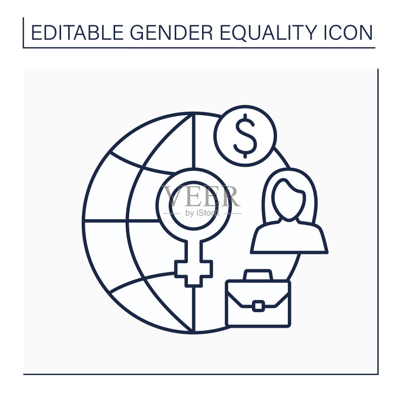 女性经济活动线性图标图标素材