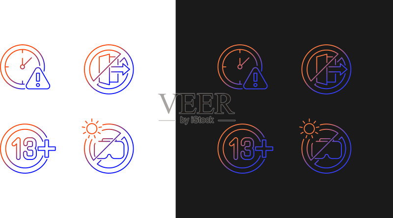 VR头显渐变手动标签图标集图标素材