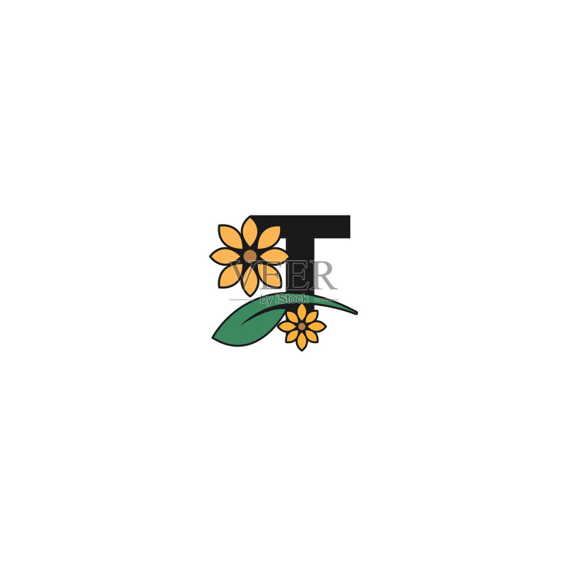 花卉字母图标标志设计图标素材