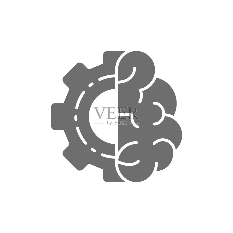 带有齿轮的工程师思维大脑图标素材