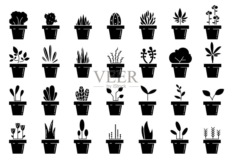 盆栽植物图标集图标素材