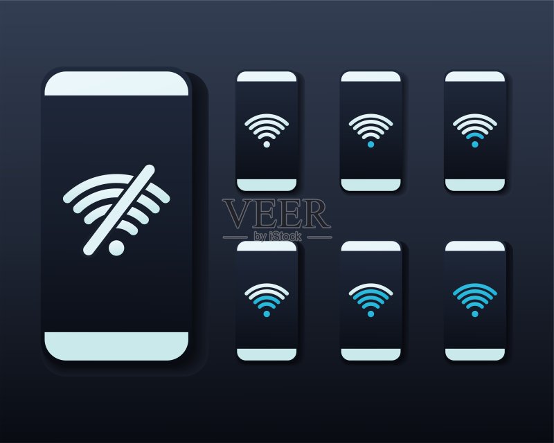 带WiFi信号的智能手机图标素材