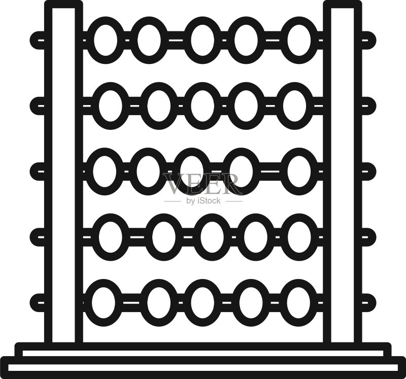 蚀刻算盘图标轮廓数学玩具图标素材