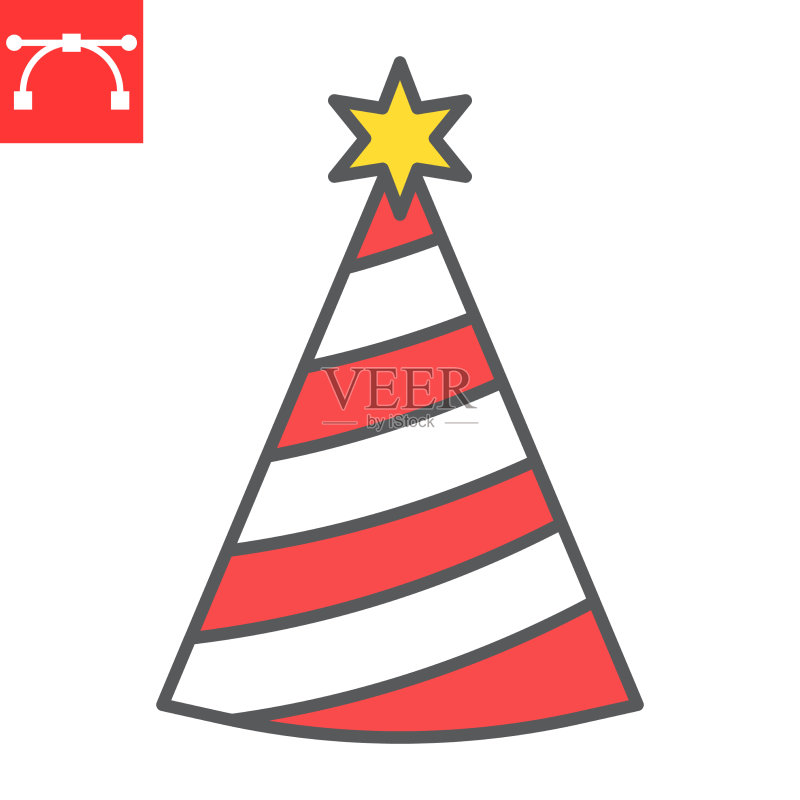 彩色线条派对帽图标图标素材