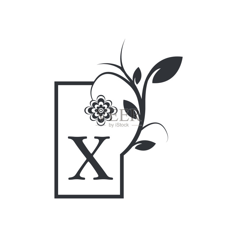 优雅奢华Logo方形花卉徽章图标素材