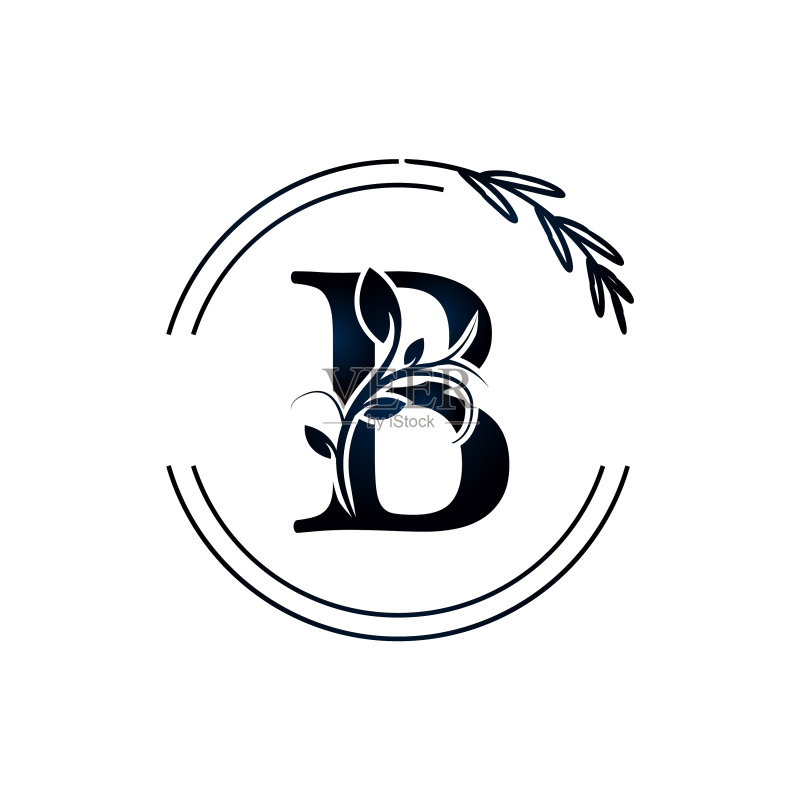 植物花卉B首字母logo设计图标素材
