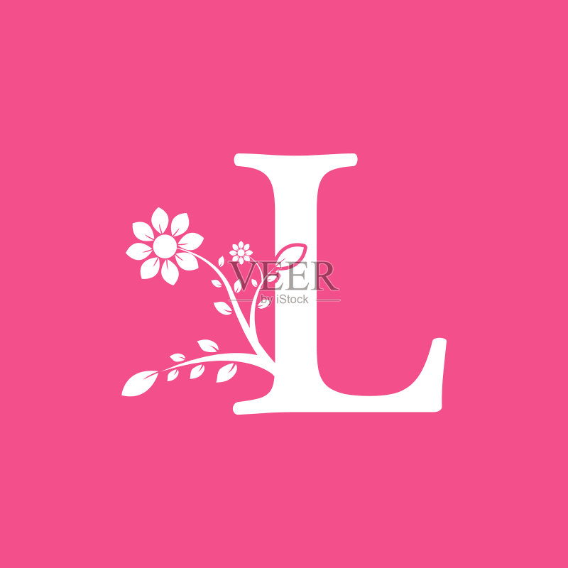 字母L花卉图案标志图标素材