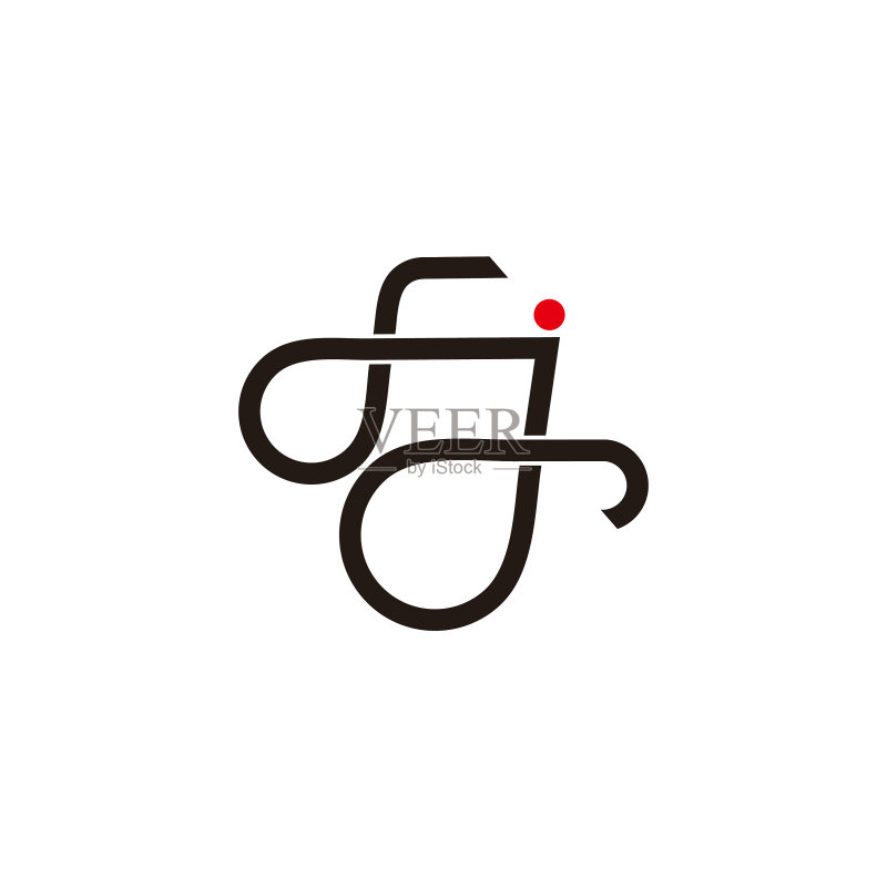 字母SJ简约曲线线条艺术链接设计图标素材