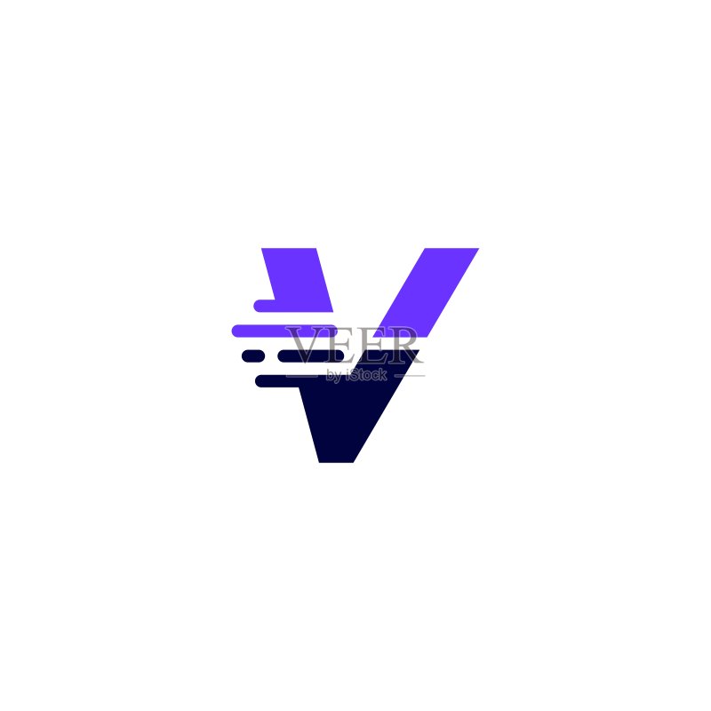 V字母短划线小写科技数字快速交付移动蓝色矢量图标插图图标素材