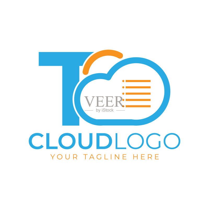 带有云的云技术Logo首字母T图标素材