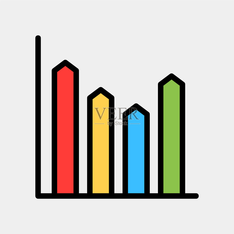 用于各种用途的填充线条样式条形图图标图标素材