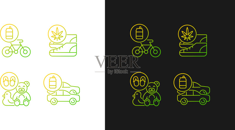 深色背景的回收业务渐变图标集图标素材