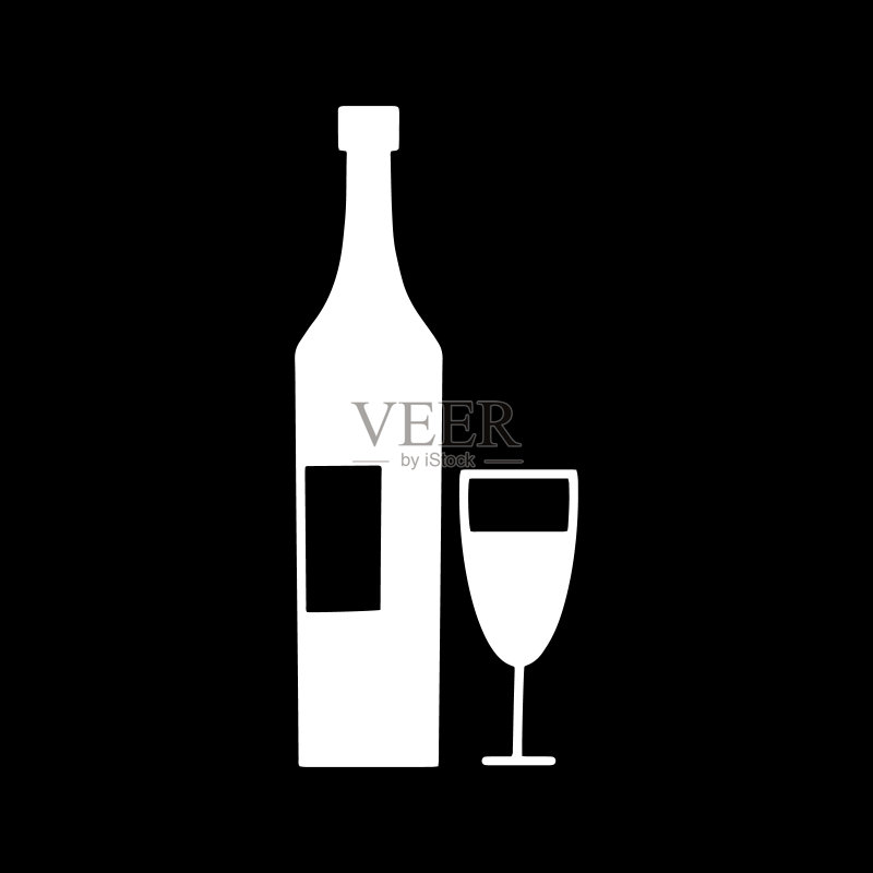葡萄酒瓶和酒杯图标,模板艺术,饮品矢量素材图标素材