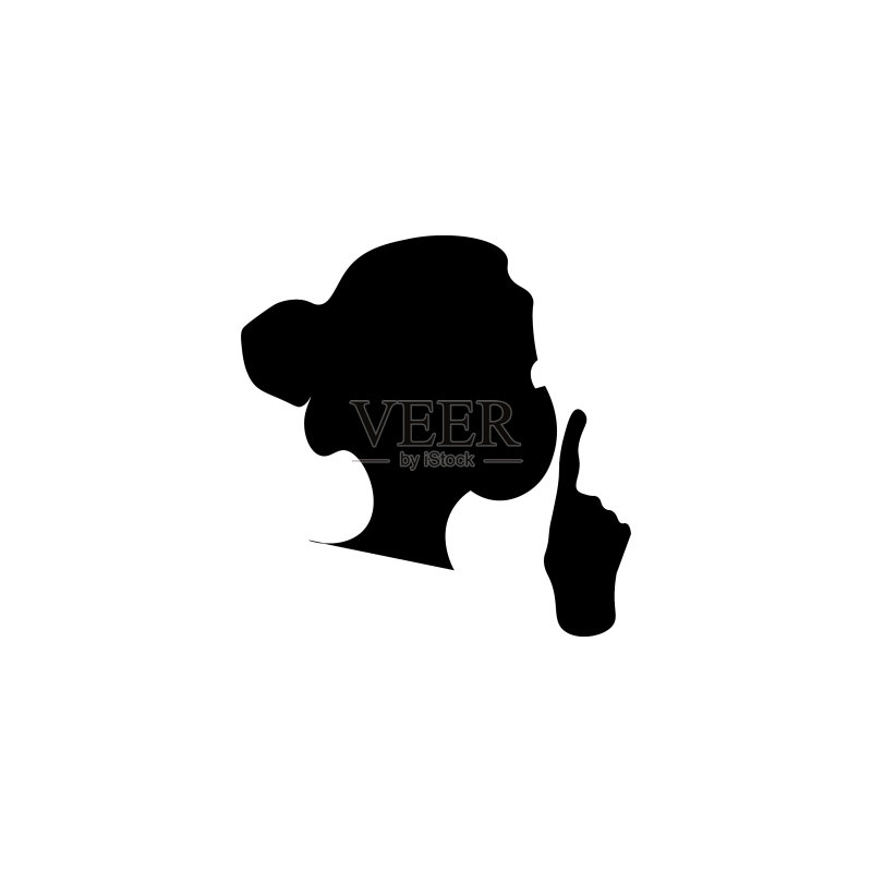 保持安静图标:女性剪影图标素材