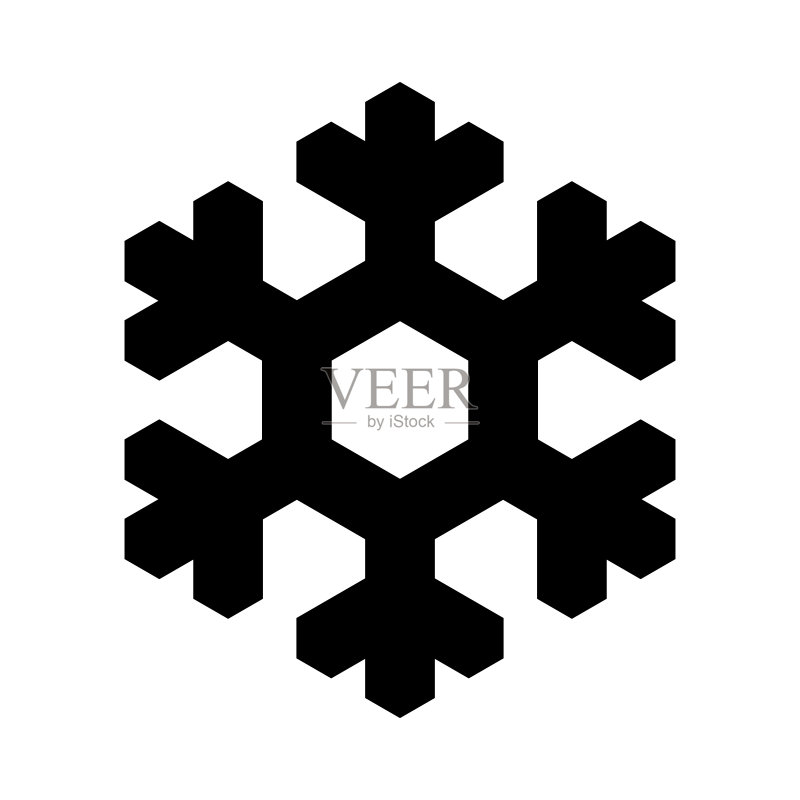 雪花图标:圣诞和冬季主题,白色背景上的黑色扁平插画图标素材