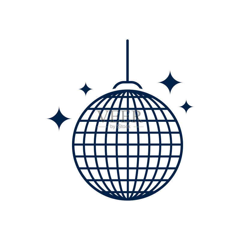 迪斯科灯光图标logo模板,隔离在白色背景上插画图片素材