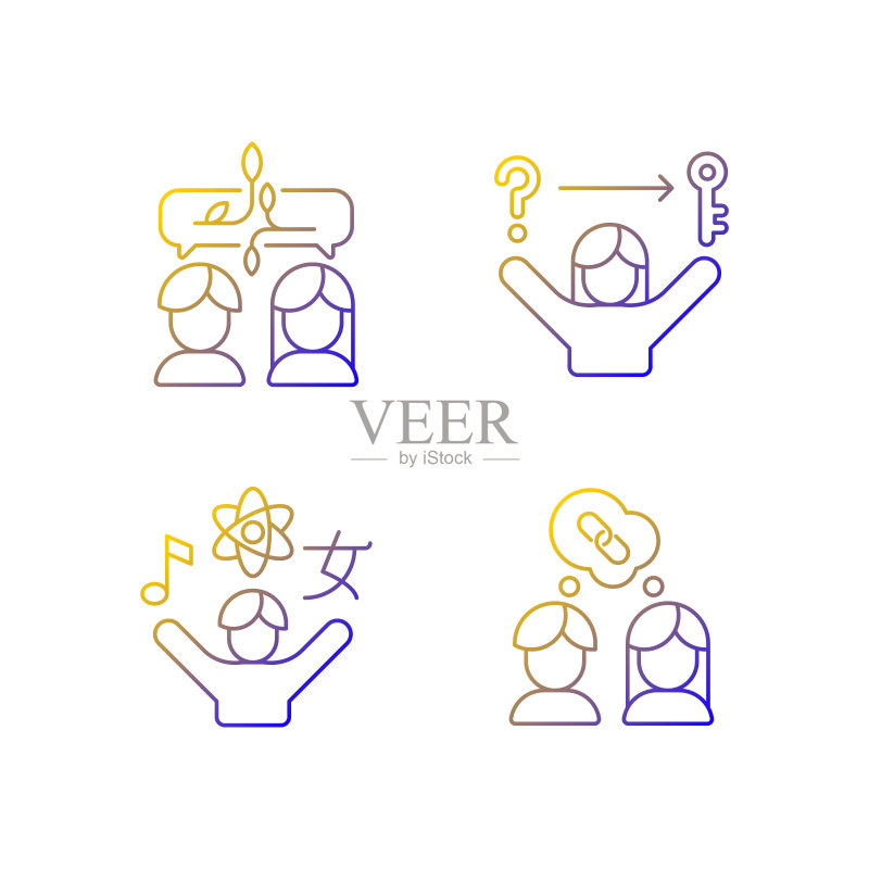 通信技能线性矢量图标集图标素材