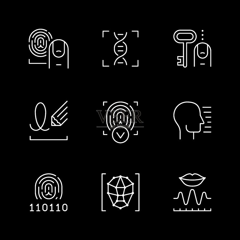 生物识别线性图标合集图标素材
