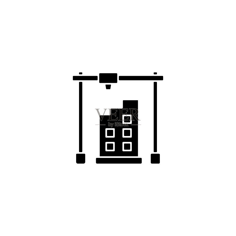 3D打印建筑设计黑色字形图标图标素材