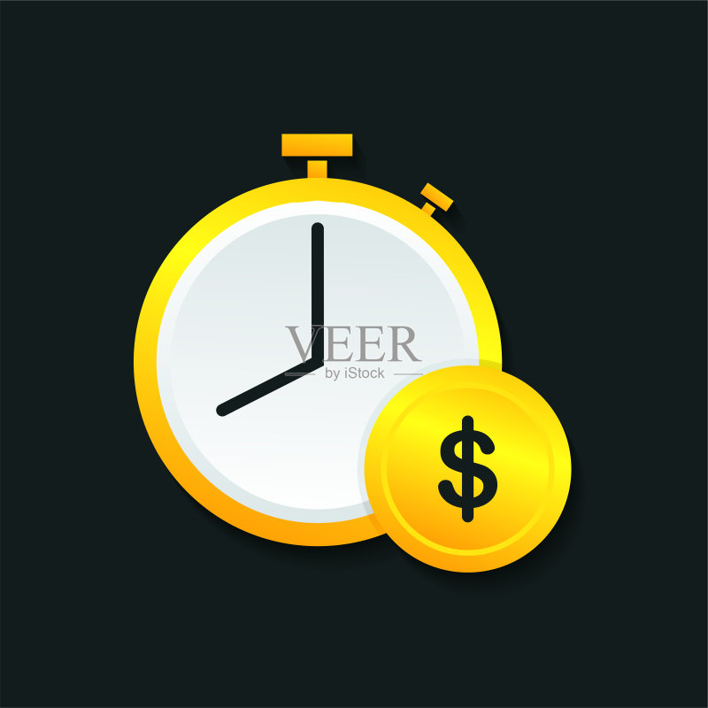 时间就是金钱:时钟、秒表和金钱图标图标素材