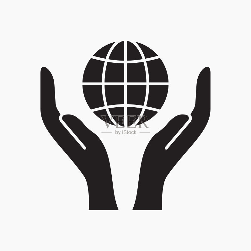 手持地球图标矢量图图标素材
