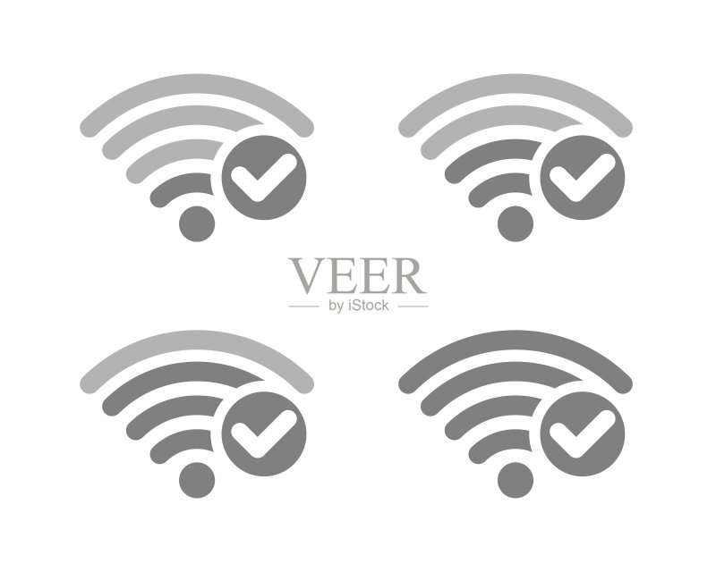 带复选标记的Wifi图标无线连接设计概念图标素材