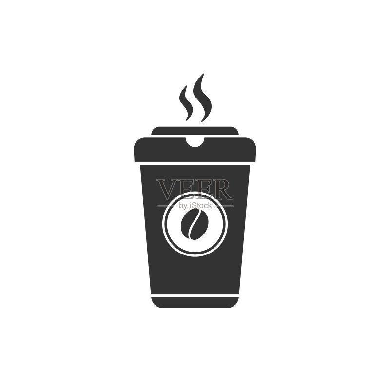 咖啡时间图标。扁平风格的外带咖啡矢量图图标素材