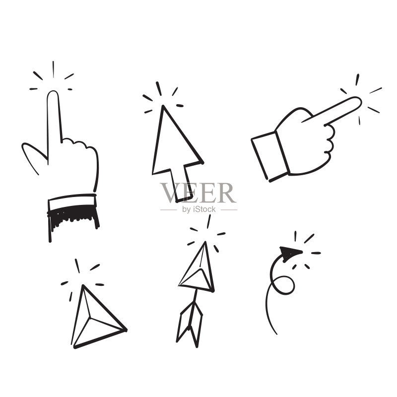 手绘涂鸦光标图标插画矢量素材图标素材