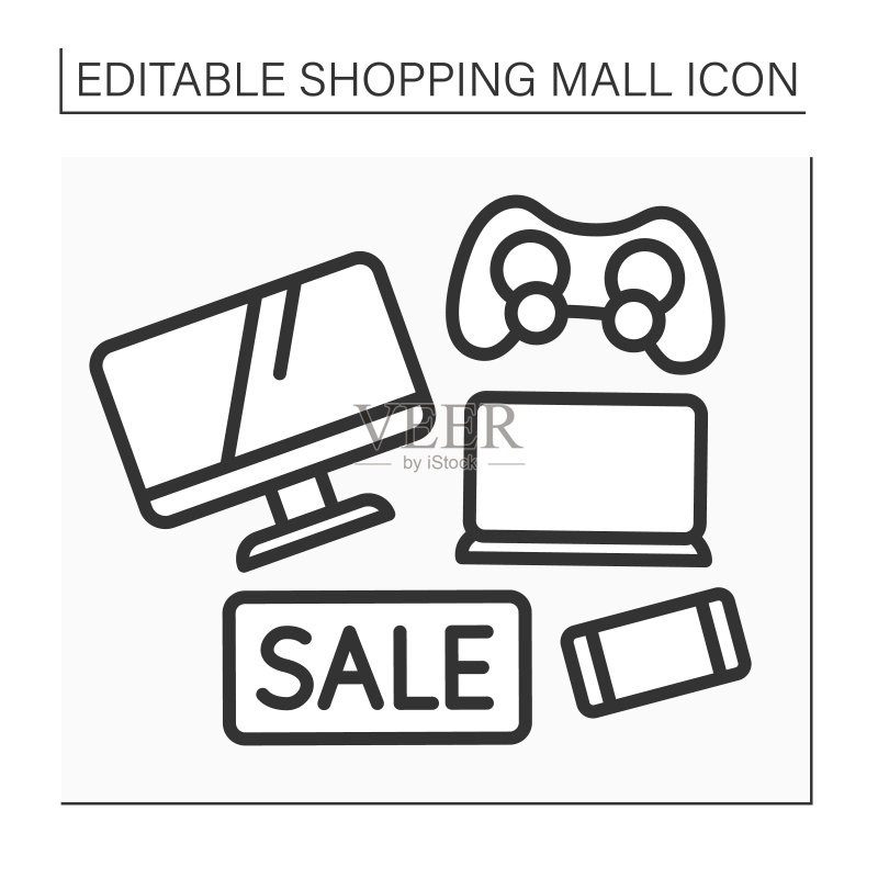 电子商店线性图标图标素材