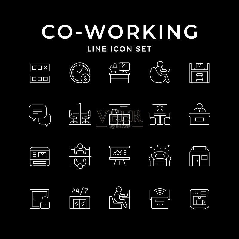 联合办公线性图标合集图标素材
