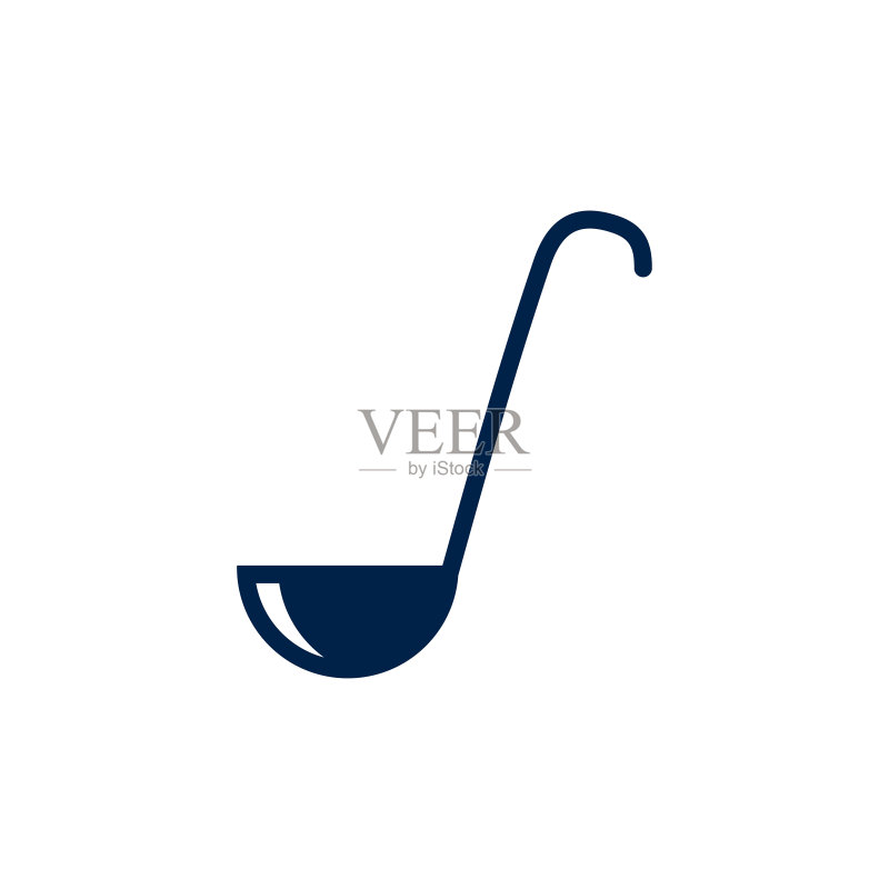 长柄勺图标logo模板,隔离于白色背景图标素材