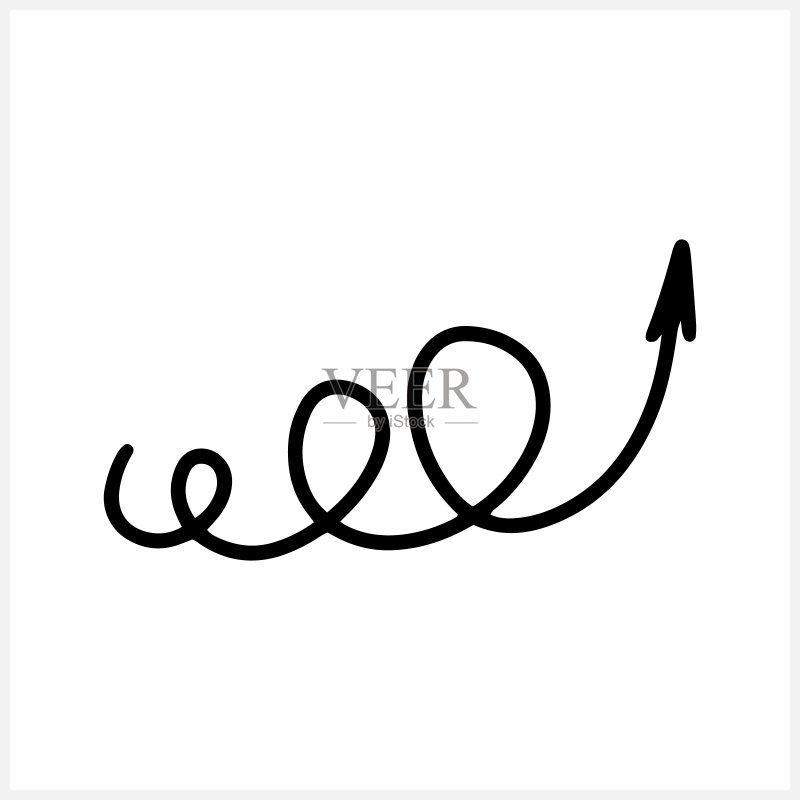 白色背景上的涂鸦箭头图标。手绘艺术线条。矢量素材插图。EPS 10图标素材
