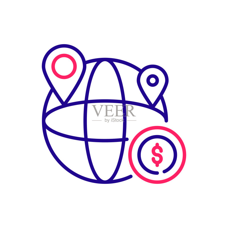 全球商业矢量双色图标风格图。EPS 10文件图标素材
