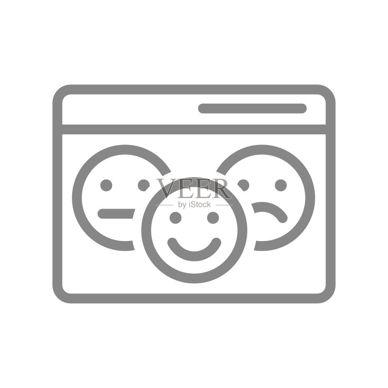反馈网页,不同评价线性图标。积极、面无表情和消极情绪符号图标素材
