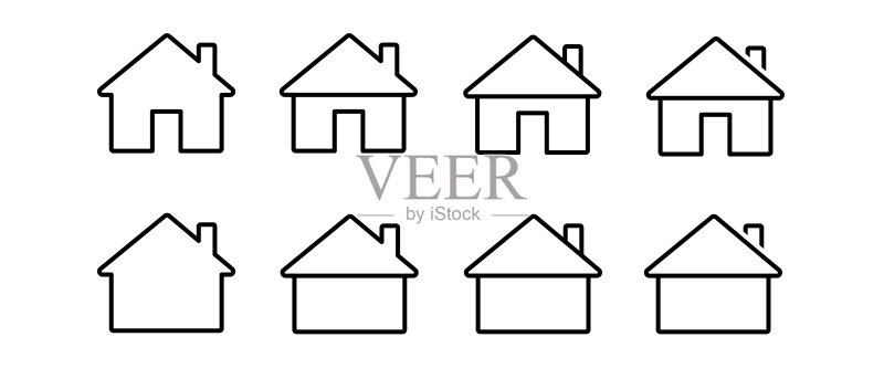 简约线条房屋矢量图标合集图标素材