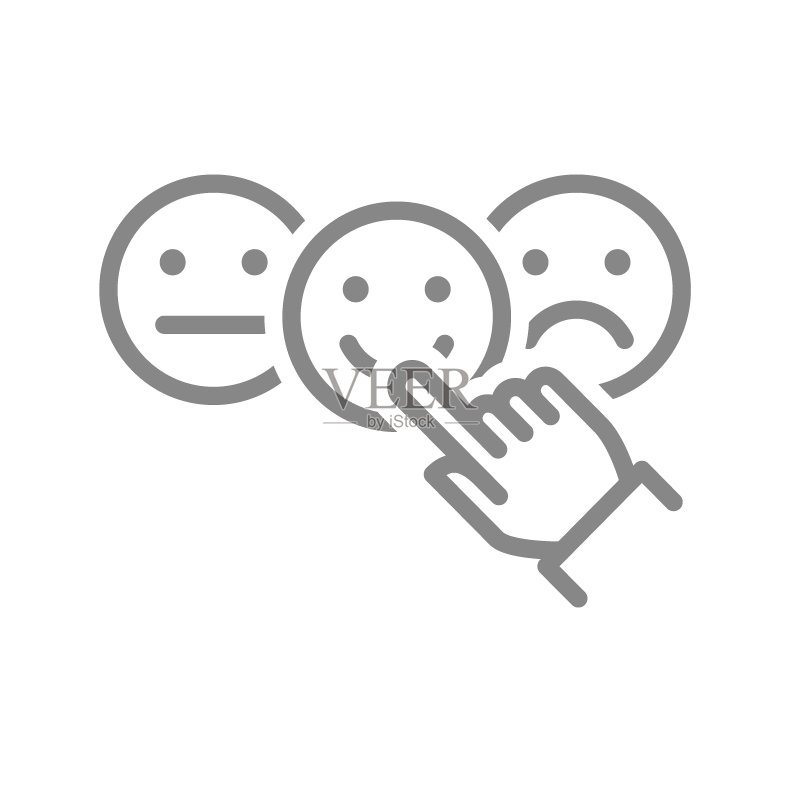 手选快乐和悲伤的评分线性图标。客户反馈、正面或负面投票符号图标素材