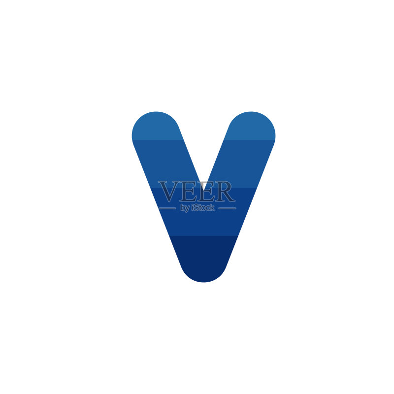字母V蓝色条纹logo模板素材图标素材