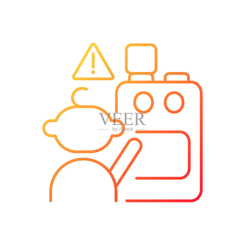 儿童与烹饪电器渐变线性矢量图标图标素材