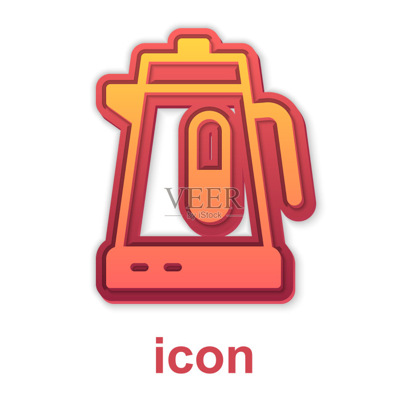 白色背景上孤立的金色电水壶图标图标素材